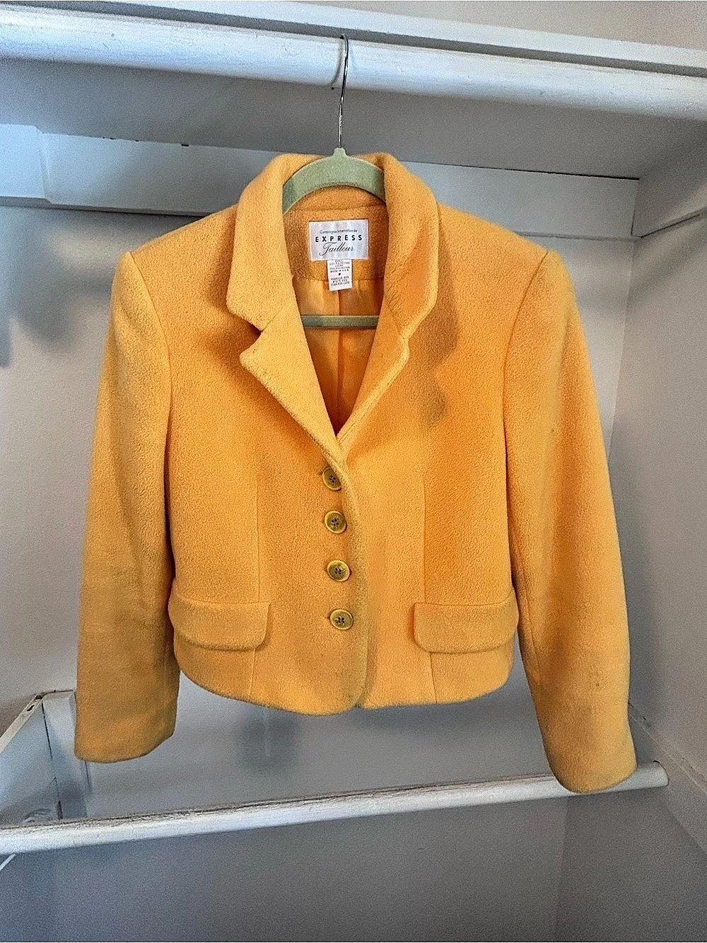 Vintage 90s Express Tailleur Fleece Blazer in Mustard Size S